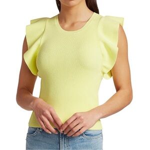 A.L.C. Holley flutter sleeve knit top yellow size XS